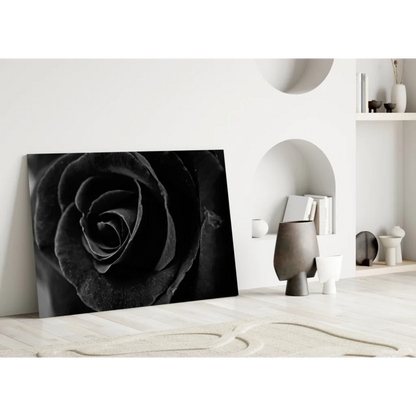 Stunning black and white close-up rose canvas wall art print