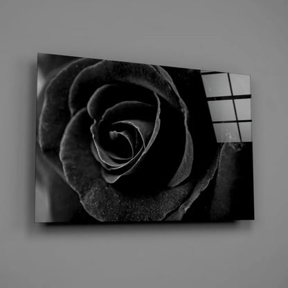 Stunning black and white rose canvas wall art print with intricate petal details