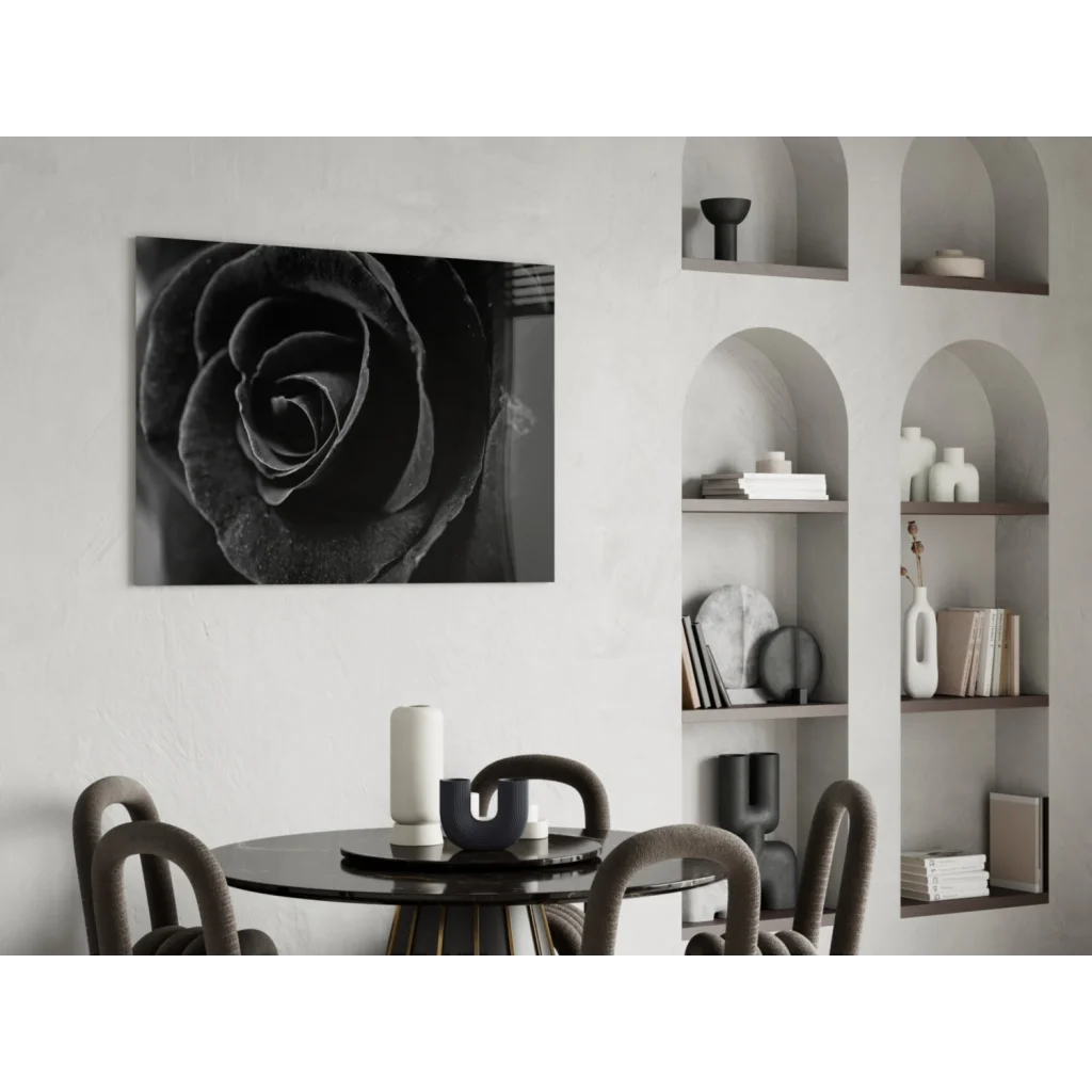 Stunning black and white rose canvas wall art print