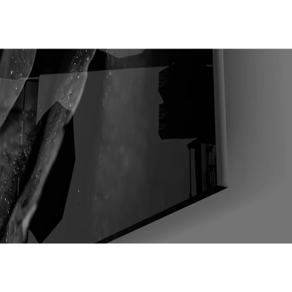 Glossy black abstract rose in stunning glass wall art print