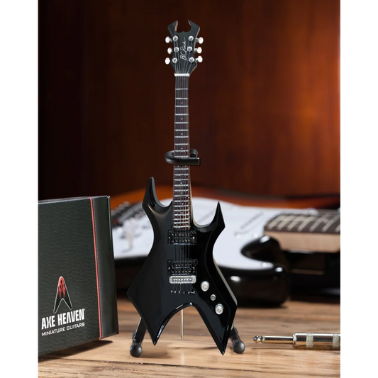 Black Axe Heaven miniature guitar replica with stand