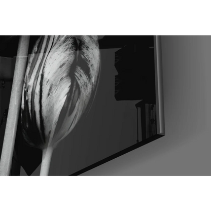 Stylized monochrome tulip on flowers glass wall art