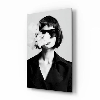 Edgy Smoke Portrait Canvas Wall Art in Bold Black and White | Insigneart USA | vintageantiquesgifts.com