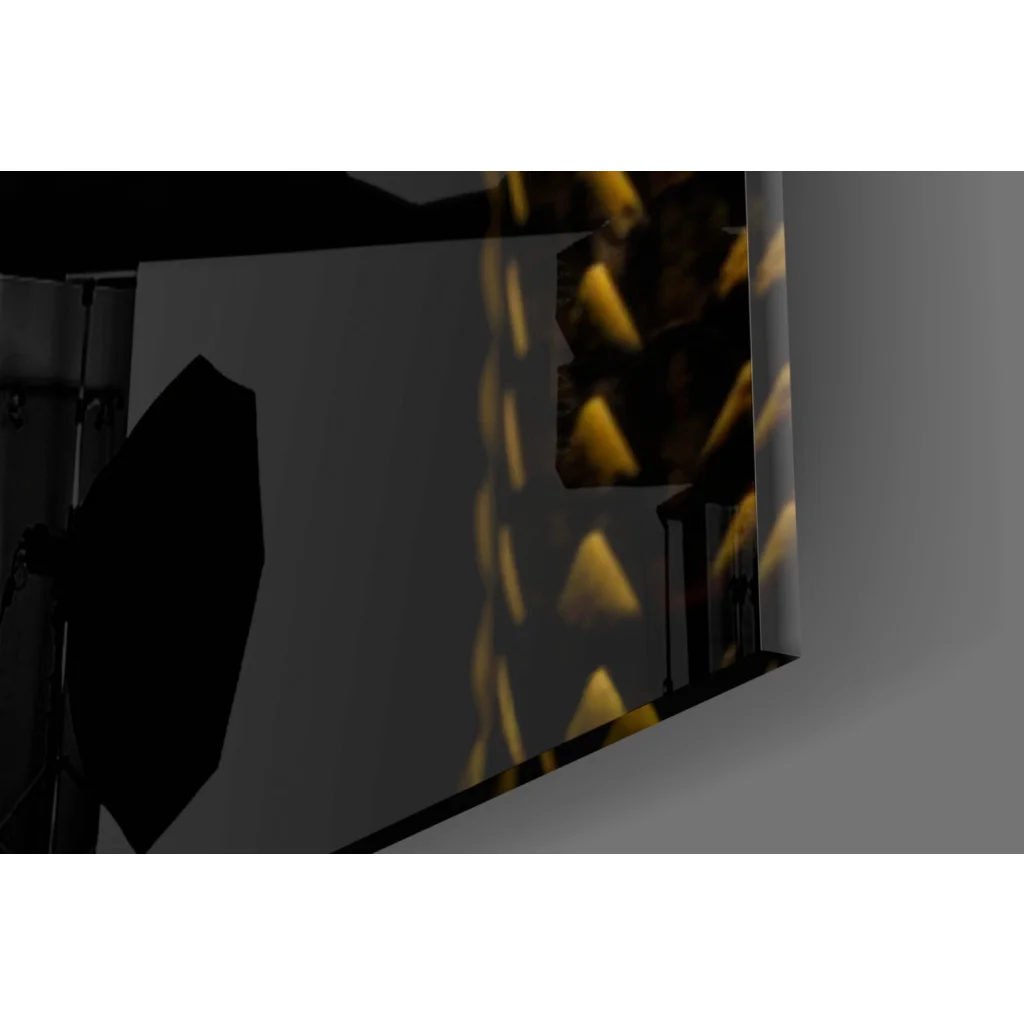 Stunning black gold snake glass wall art with golden triangular cascade