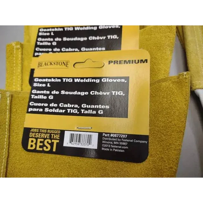 Yellow goatskin TIG welding gloves from Blackstone Premium Goatskin for pros