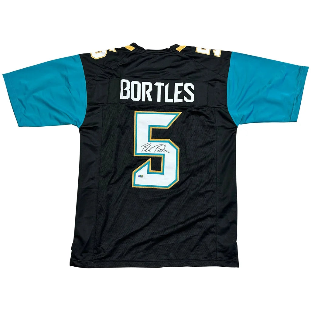 Blake Bortles autographed teal Jacksonville Jaguars jersey with number 5