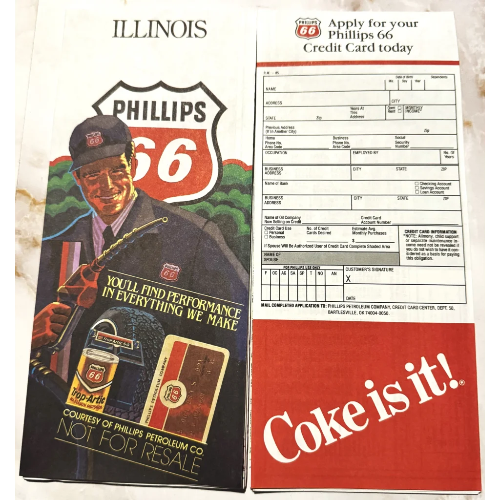 Vintage Phillips route 66 map with Coke advertisement, collectibles, memorabilia