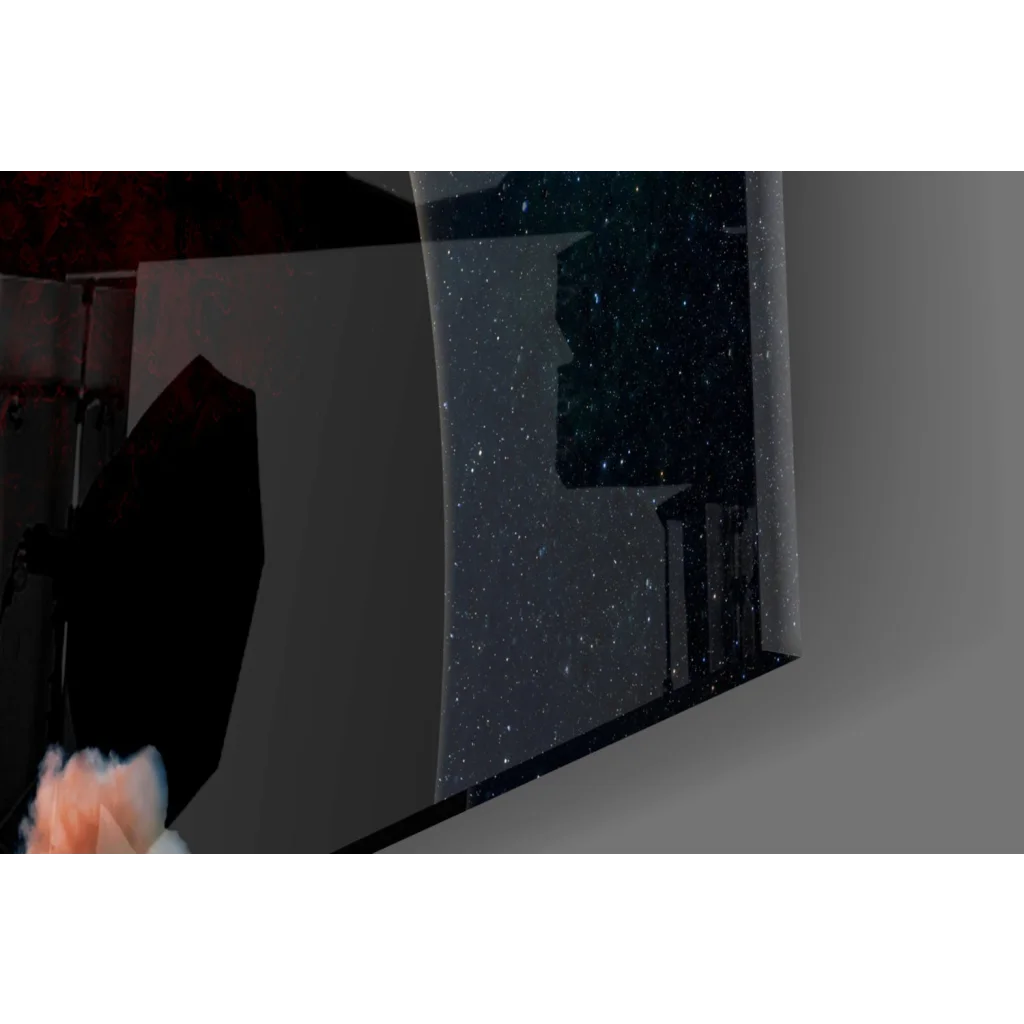 Black umbrella with pink floral handle on Blast Off Red Planet Rocket wall art