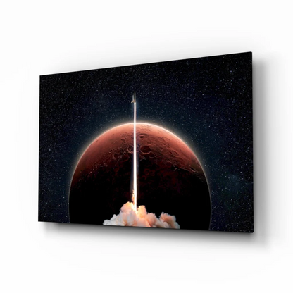 Blast Off Red Planet Rocket wall art canvas print poster