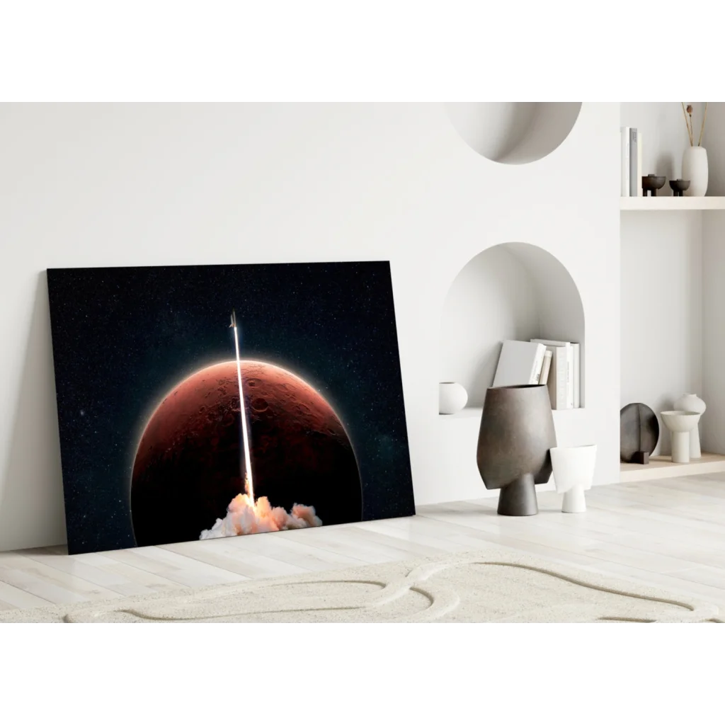 Blast Off Red Planet Rocket wall art canvas print