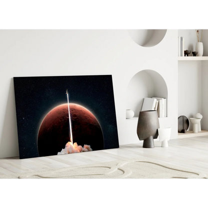 Blast Off Red Planet Rocket wall art canvas print