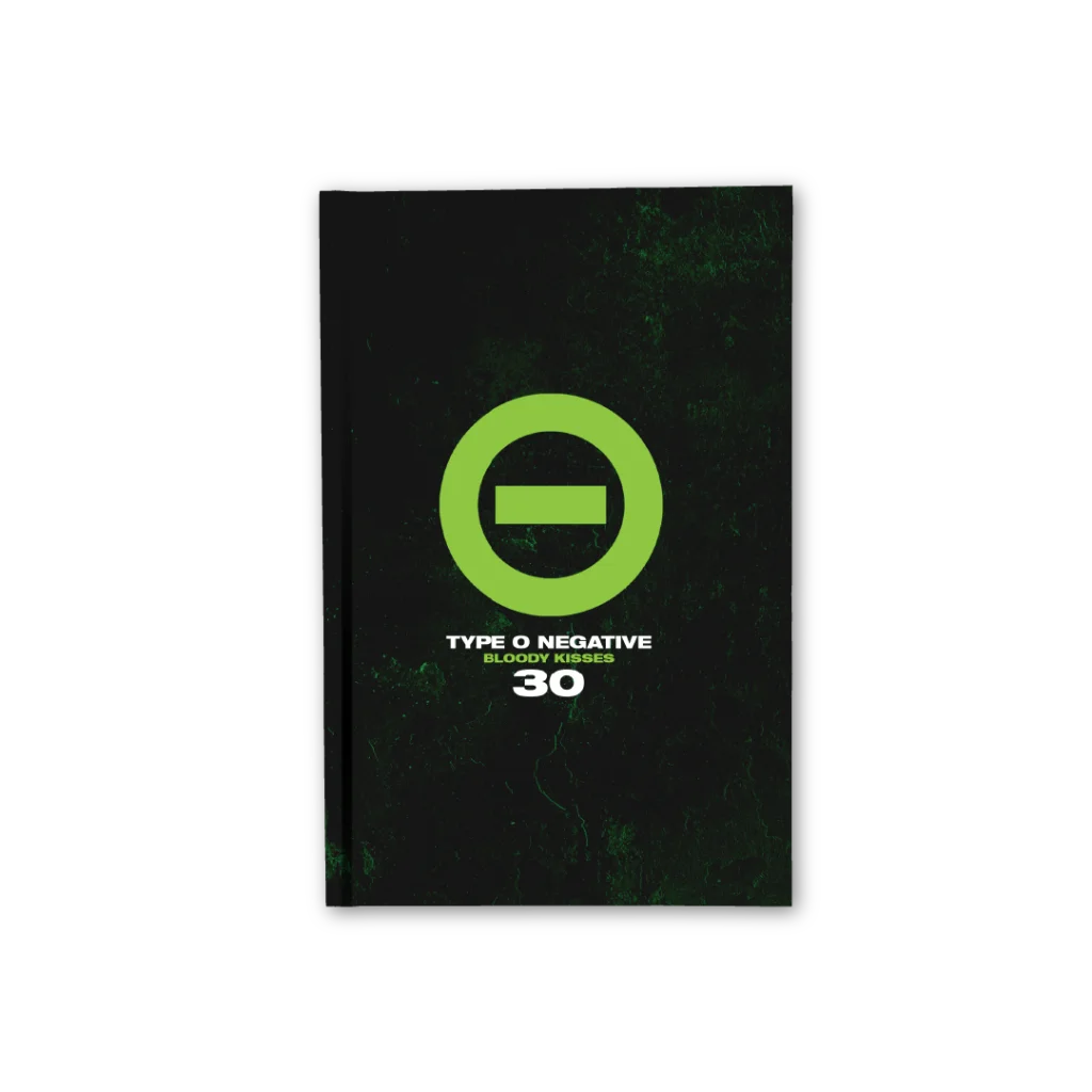 Album cover for Bloody Kisses 30th anniversary by Alan Robert with iconic green negative symbol