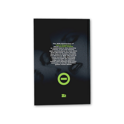 Dark-colored Bloody Kisses graphic novel by Alan Robert with green logo featuring Andy Biersack