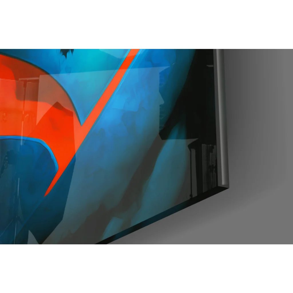 Sleek Superman logo on glass wall art print