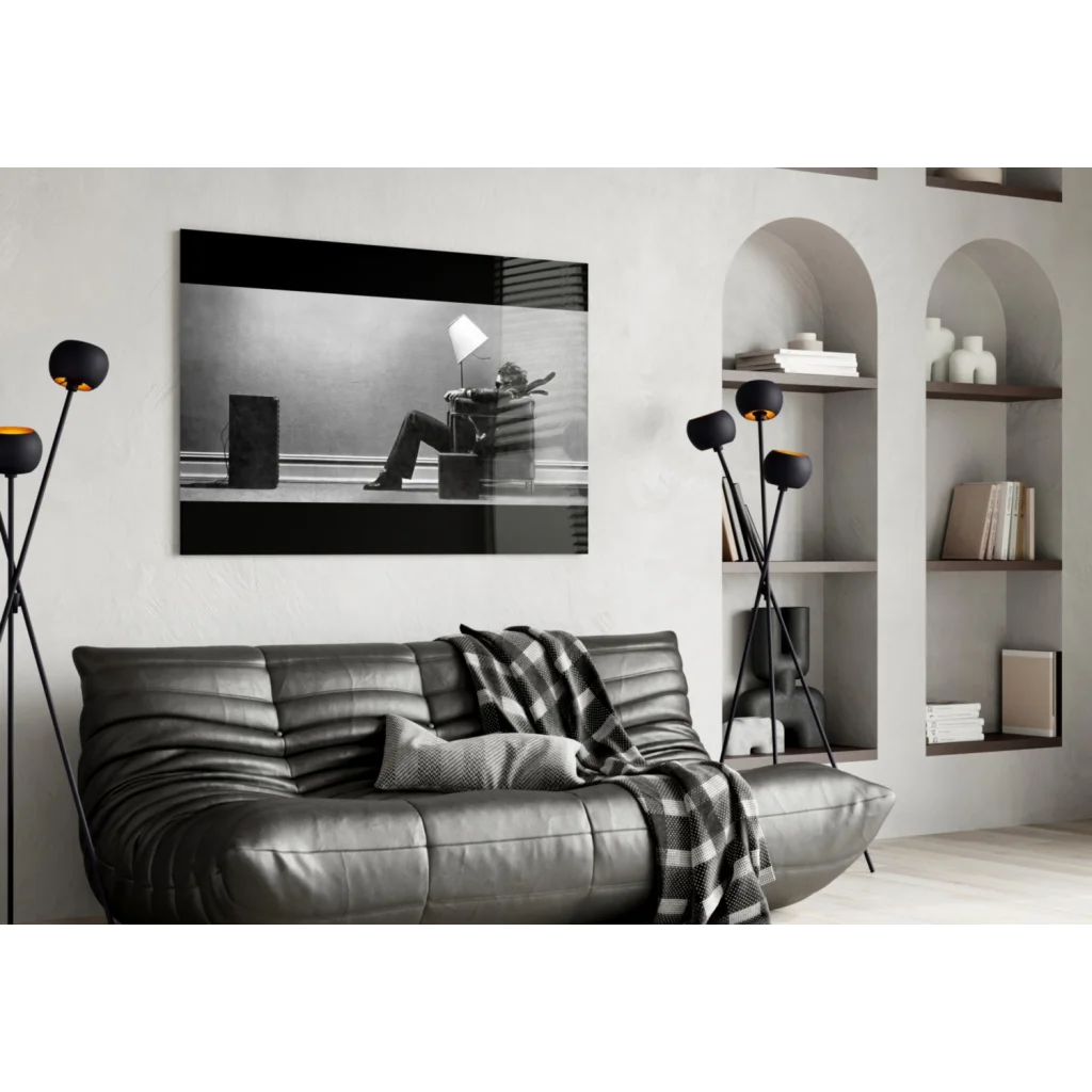 Striking Black and White Canvas Wall Art with Seated Figure | Contemporary Home Wall Art | vintageantiquesgifts.com