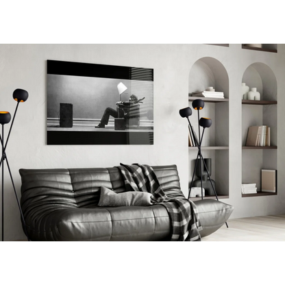 Striking Black and White Canvas Wall Art with Seated Figure | Contemporary Home Wall Art | vintageantiquesgifts.com