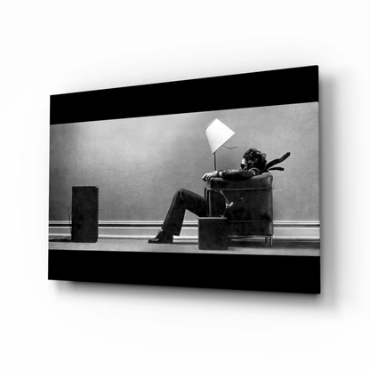 Striking Black and White Canvas Wall Art with Seated Figure | Insigneart USA | vintageantiquesgifts.com