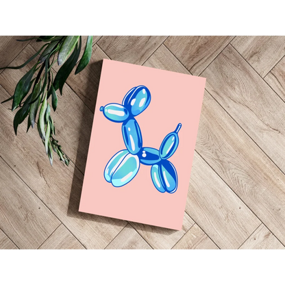 Blue balloon dog pop art print on pink aluminum panel