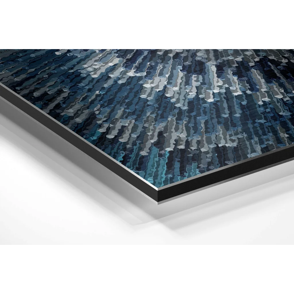 Glass Wall Art Blue Brushed Aluminium Dibond Wall Art