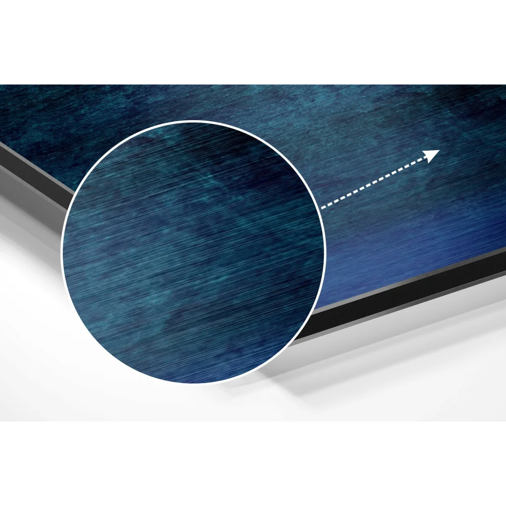 Deep blue brushed aluminium dibond abstract art print