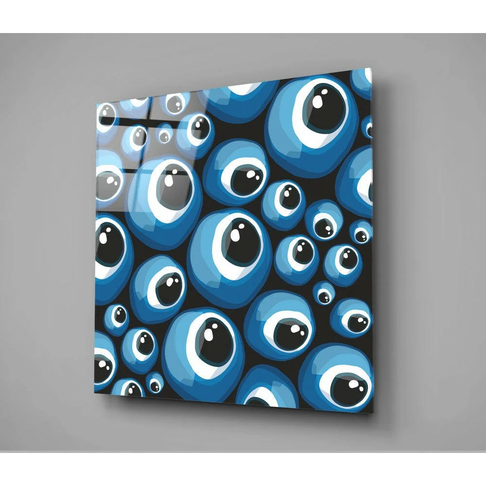 Mesmerizing Blue Eye Glass Wall Art on Black Canvas | Glass Wall Art Print | vintageantiquesgifts.com