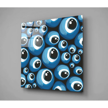 Mesmerizing Blue Eye Glass Wall Art on Black Canvas | Glass Wall Art Print | vintageantiquesgifts.com