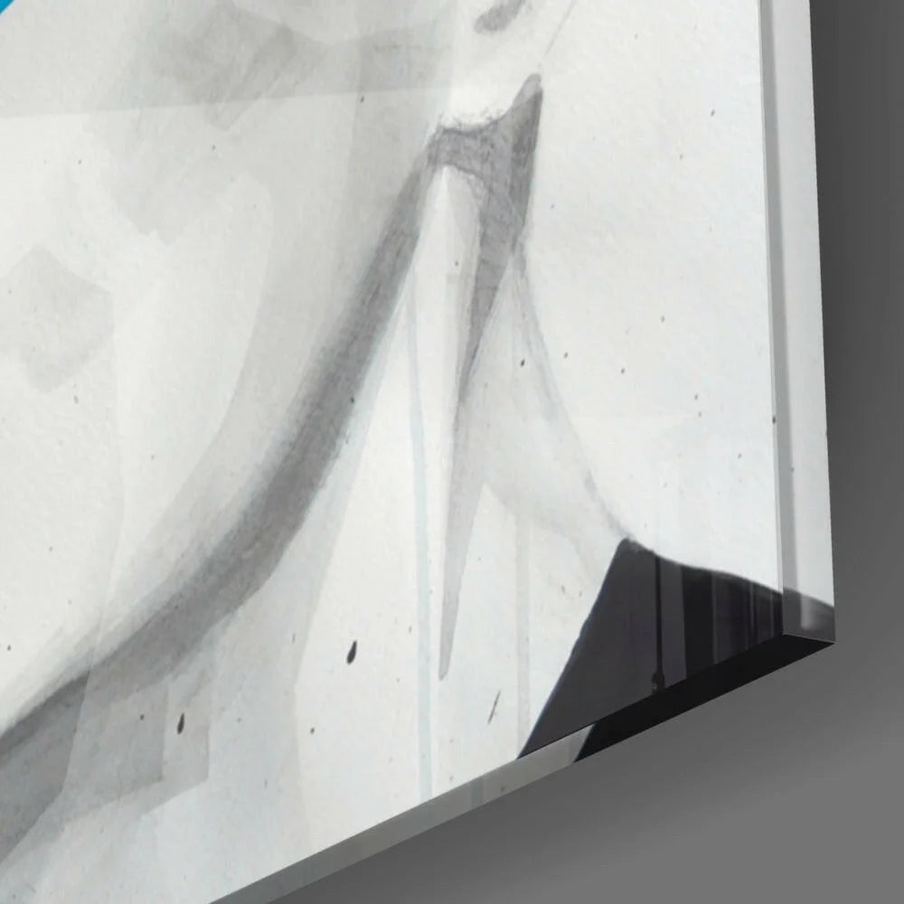 Abstract black and white glass wall art canvas portrait