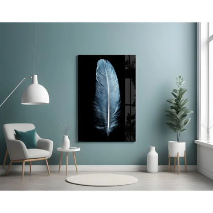 Stunning Feather Glass Wall Art in Silver and Black | Contemporary Home Wall Art | vintageantiquesgifts.com