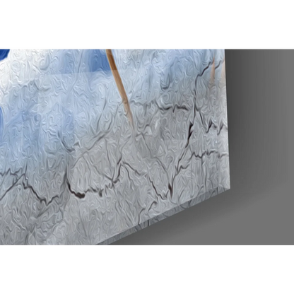 Stunning Blue Anemone glass wall art with translucent white panel