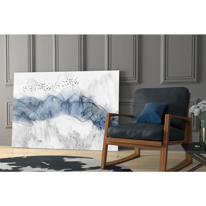 Blue marble birds in flight glass wall art canvas print