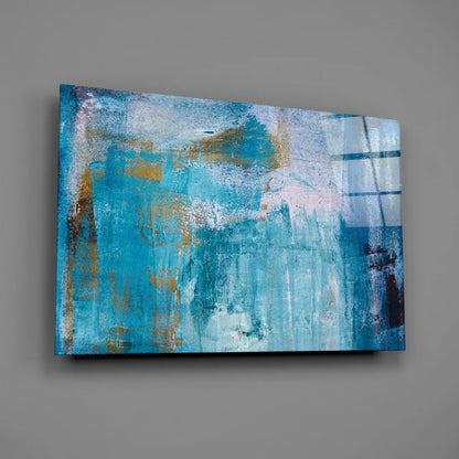 Stunning Teal and Gold Abstract Wall Art Canvas | Glass Wall Art Print | vintageantiquesgifts.com