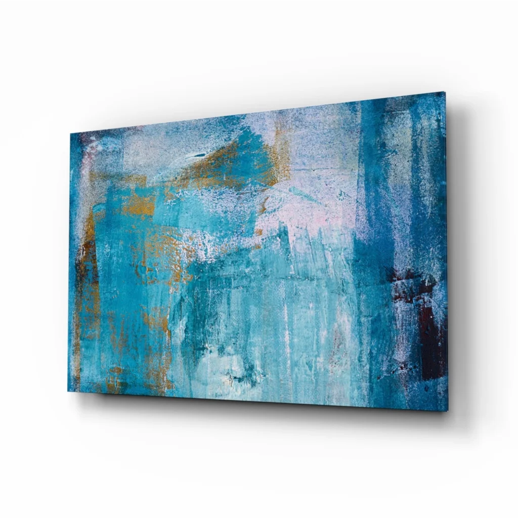 Stunning Teal and Gold Abstract Wall Art Canvas | Insigneart USA | vintageantiquesgifts.com