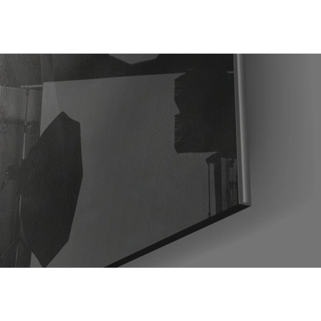 Sleek rectangular glass wall art mirror in blue fedora portrait