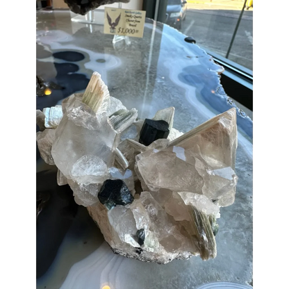 Blue indicolite tourmaline on matrix from Nuristan, Afghanistan