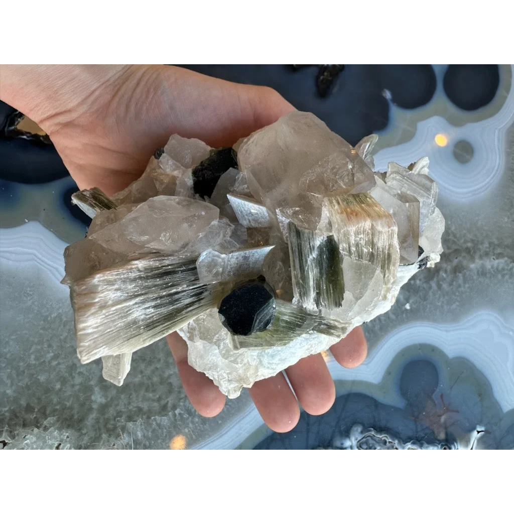 Blue indicolite tourmaline on matrix from Nuristan, Afghanistan