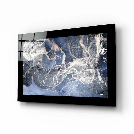 Stunning Blue Marble Glass Wall Art with Black Frame | Insigneart USA | vintageantiquesgifts.com