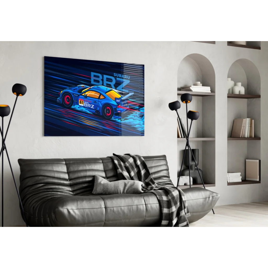 Blue Subaru BRZ 2015 racing wall art poster with dynamic lines