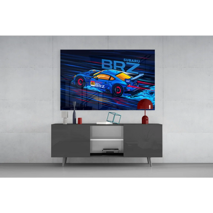 Blue Subaru BRZ 2019 sports car wall art poster with dynamic lines