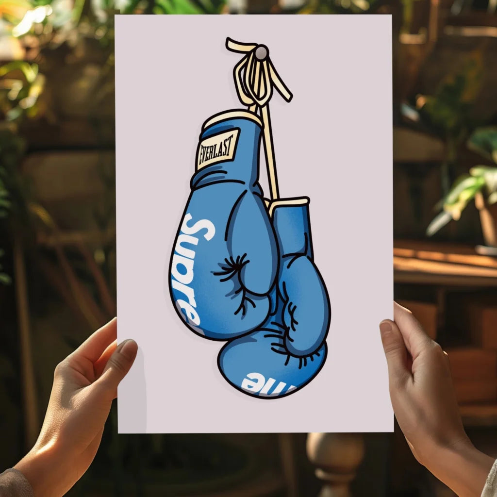 Blue Supreme Everlast boxing gloves sticker art print