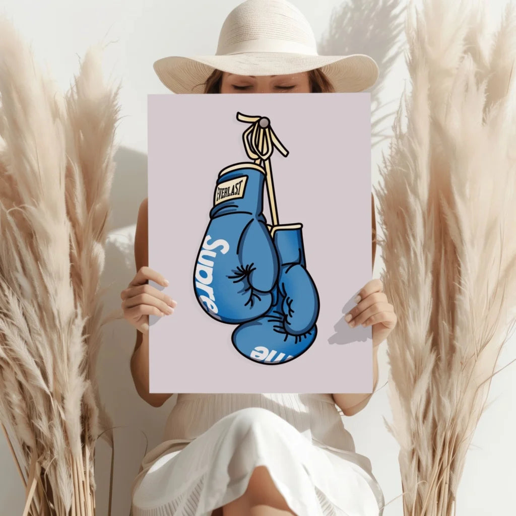 Blue Supreme Boxing Glove aluminum art print poster