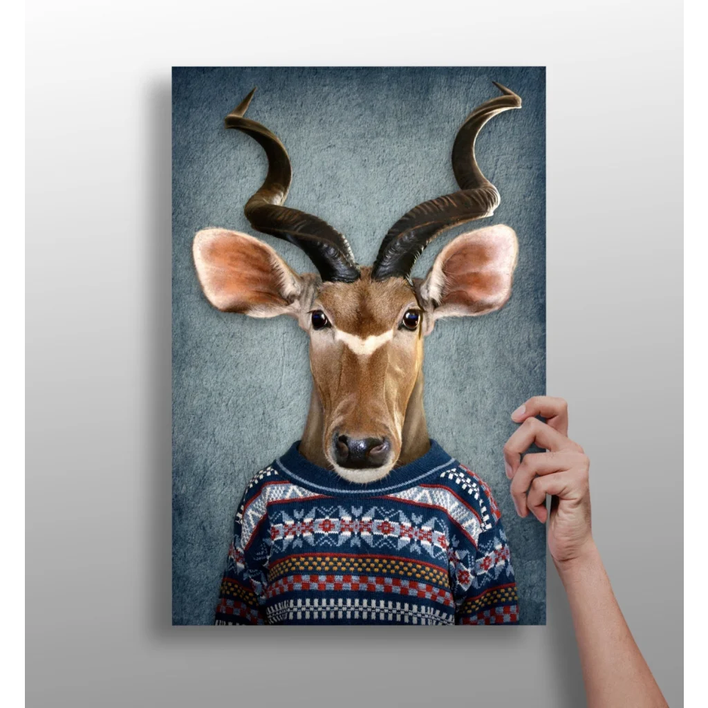 Blue sweater antelope art print on canvas for modern homes