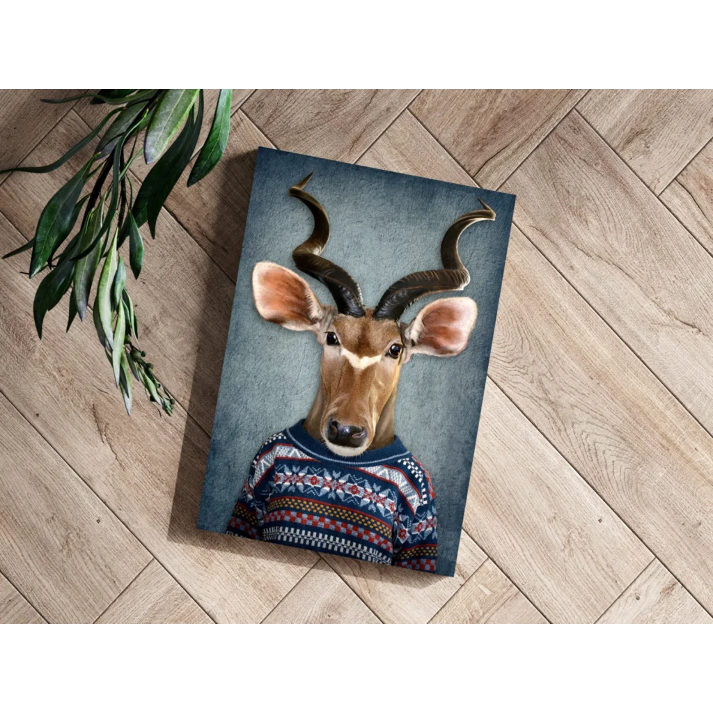 Blue sweater antelope canvas art print for modern homes
