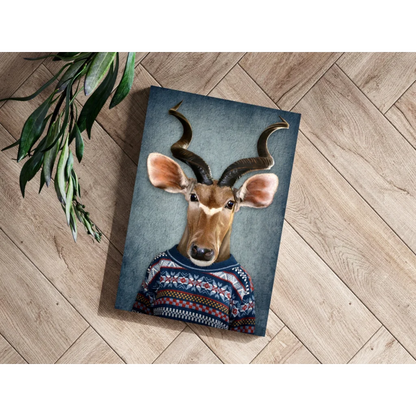 Blue sweater antelope canvas art print for modern homes