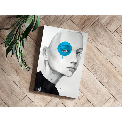 Blue Tear Portrait Canvas Wall Art | Modern Wall Art Decor | vintageantiquesgifts.com