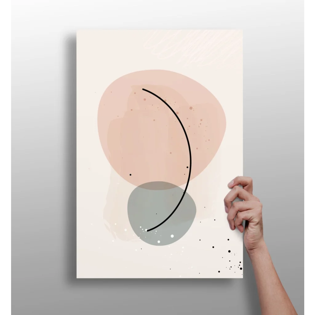 Blush and Gray Abstract Circles minimalist aluminum print