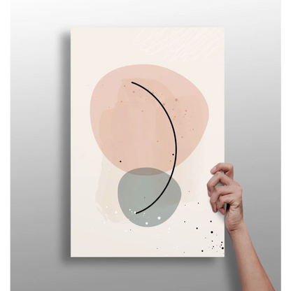 Blush and Gray Abstract Circles minimalist aluminum print