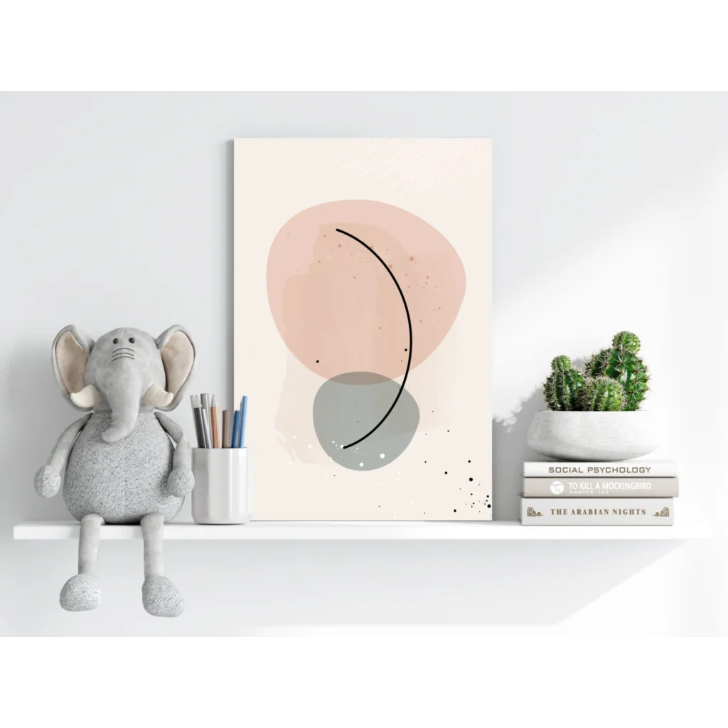 Blush and Gray Abstract Circles minimalist aluminum print