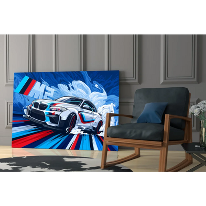 BMW M2 racing stripes wall art canvas print
