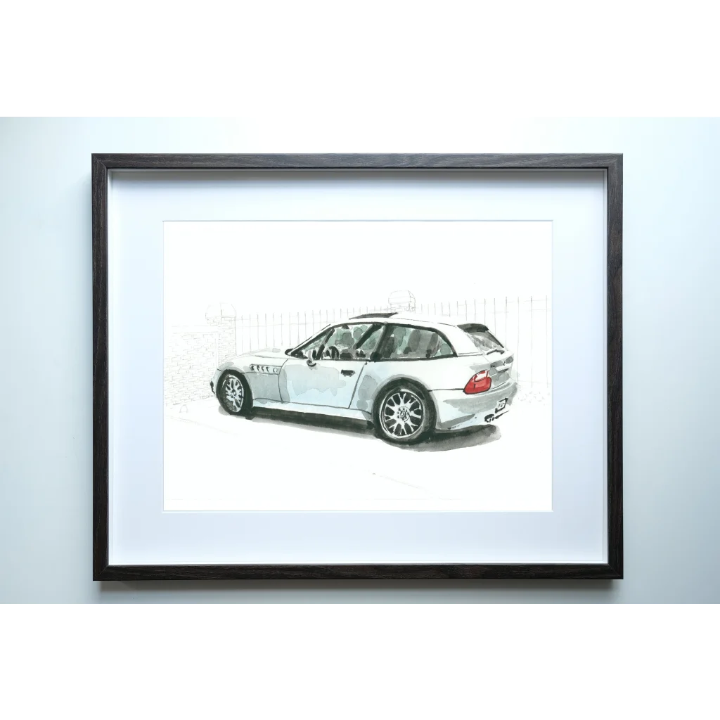 Watercolor painting of BMW Z3 M Coupe art print