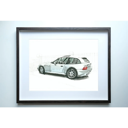 Watercolor painting of BMW Z3 M Coupe art print
